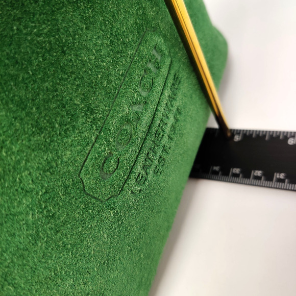 NWT Coach Green Suede Top Handle Mini Purse Small Bag Handbag Silver/Leaf F40577 - Picture 16 of 16